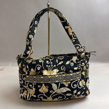 Load image into Gallery viewer, Vera Bradley Black Yellow Bird Floral Print Quilted Shoulder Tote Purse (9x16x5&quot;)
