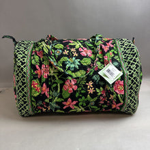 Load image into Gallery viewer, Vera Bradley Black Pink Botanica Print Quilted Large Duffel Bag NWT (12x22x12&quot;)
