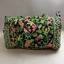 Load image into Gallery viewer, Vera Bradley Black Pink Botanica Print Quilted Large Duffel Bag NWT (12x22x12&quot;)
