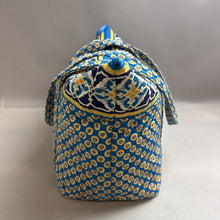 Load image into Gallery viewer, Vera Bradley Blue Yellow Riviera Print Quilted Large Zip Tote Bag Purse (14x22x8&quot;)
