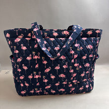 Load image into Gallery viewer, Vera Bradley Navy Flamingo Fiesta Print Traveler Tote Bag Purse (16x25x8&quot;)
