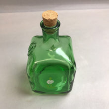 Load image into Gallery viewer, Vintage Green Glass Hand Painted Bottle Italy (7&quot;)
