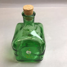 Load image into Gallery viewer, Vintage Green Glass Hand Painted Bottle Italy (7&quot;)
