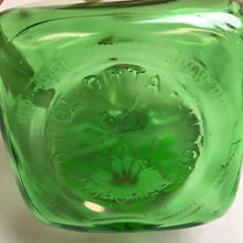 Load image into Gallery viewer, Vintage Green Glass Hand Painted Bottle Italy (7&quot;)
