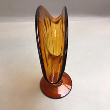Load image into Gallery viewer, Art Deco MCM Blenko Dark Amber Fan Vase I(10x8)
