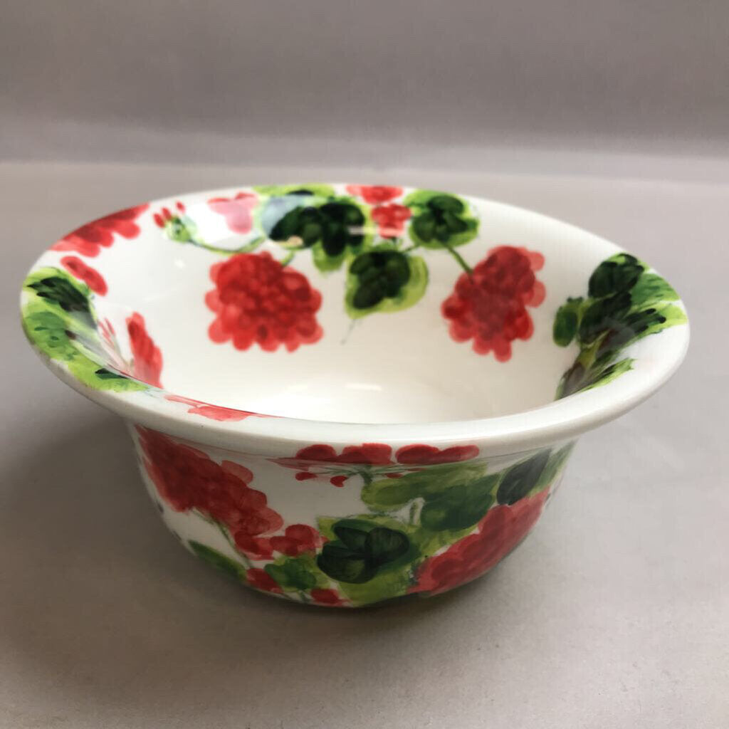 Red Geraniums Signed Judy Buswell Small Bowl (3x6)