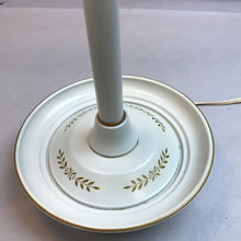 Load image into Gallery viewer, MCM Toleware Student Desk Lamp~White and Gold with Milk Glass Shade (25&quot;)
