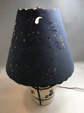 Load image into Gallery viewer, Blue Heart Stoneware Pottery Jug 3-Way Lamp with Blue Shade (25")
