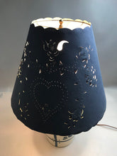 Load image into Gallery viewer, Blue Heart Stoneware Pottery Jug 3-Way Lamp with Blue Shade (25&quot;)
