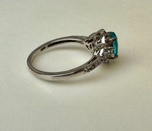 Load image into Gallery viewer, Sterling Imitation Neon Blue Paraiba Tourmaline Tanzanite Ring sz 10

