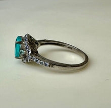 Load image into Gallery viewer, Sterling Imitation Neon Blue Paraiba Tourmaline Tanzanite Ring sz 10
