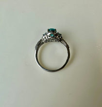 Load image into Gallery viewer, Sterling Imitation Neon Blue Paraiba Tourmaline Tanzanite Ring sz 10
