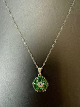 Load image into Gallery viewer, Sterling Green Tourmaline Flower Pendant on 20&quot; Chain
