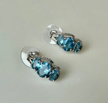 Load image into Gallery viewer, Sterling Pale Blue Topaz Earrings (0.75&quot;)
