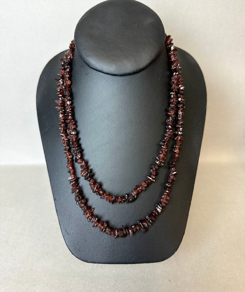 Garnet Chip Beaded Necklace (36