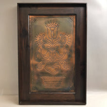 Load image into Gallery viewer, Vintage Framed Copper Punched Metal Flower Wall Art (25x16)
