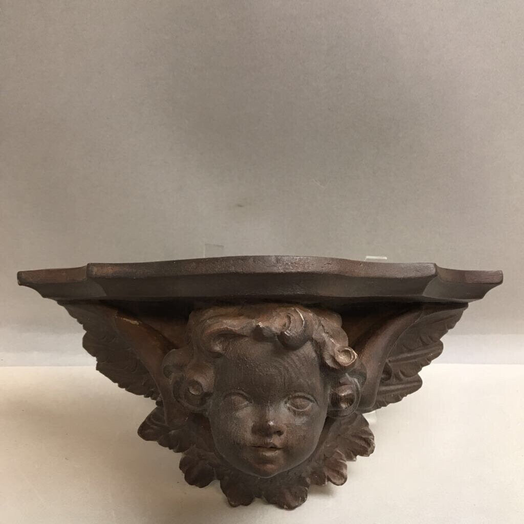 Cupid Angel Cherub Sconce Shelf Wall Bracket Sculpture Plaster (5x10)