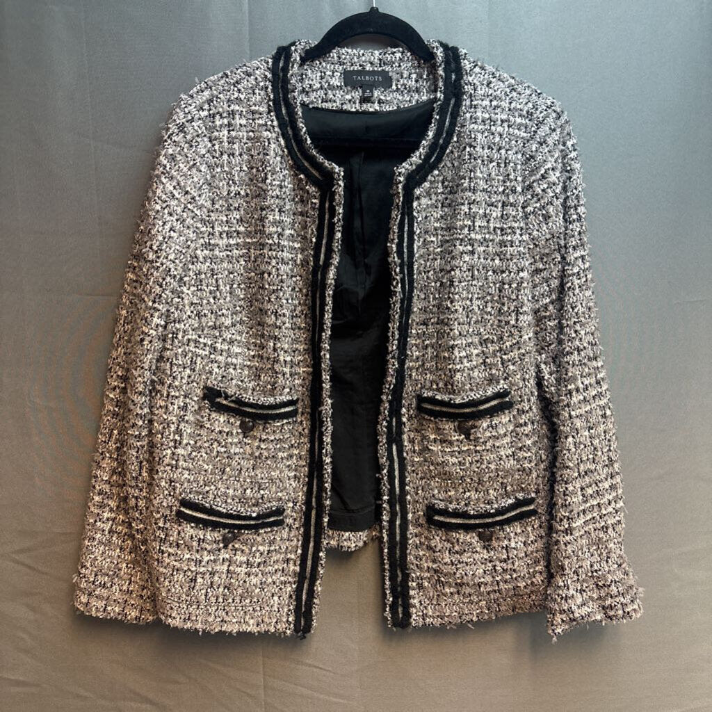 Talbots Polyester Blend Black/Silver Jacket Size 16