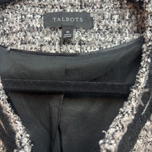 Load image into Gallery viewer, Talbots Polyester Blend Black/Silver Jacket Size 16
