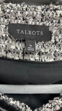 Load image into Gallery viewer, Talbots Polyester Blend Black/Silver Jacket Size 16
