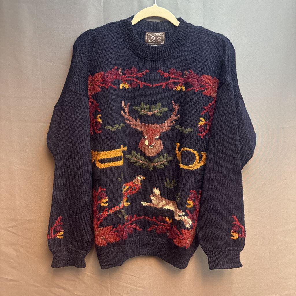 South Wool Pure Wool Hand Loomed Wilderness Sweater Size L