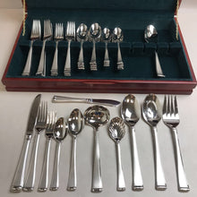 Load image into Gallery viewer, Gorham Column Frosted 57 Piece Stainless Flatware Set
