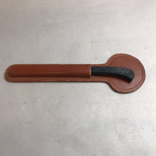 Load image into Gallery viewer, Vintage Japan IDL Stainless Steel Serrated Letter Opener with Faux Horn Handle 8.5 &amp; Leather Case
