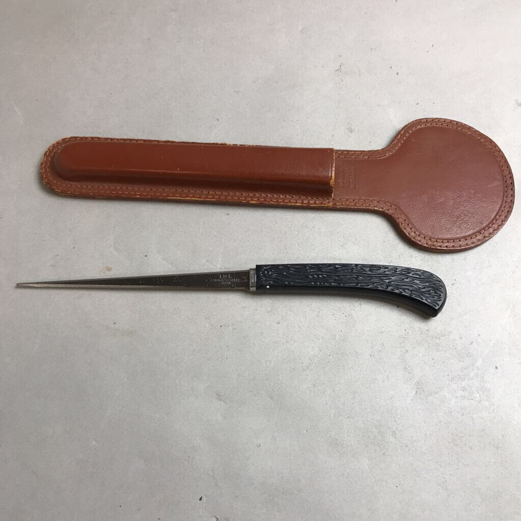 Vintage Japan IDL Stainless Steel Serrated Letter Opener with Faux