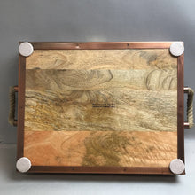 Load image into Gallery viewer, Smith &amp; Hawken Rustic Chic Wood &amp; Copper Tray with Rope Handles (3x18x15)
