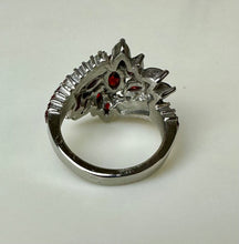 Load image into Gallery viewer, Stainless Steel Simulated Ruby Cocktail Ring w/ Matching Earrings (sz 9)
