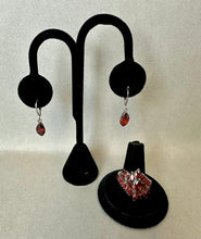 Load image into Gallery viewer, Stainless Steel Simulated Ruby Cocktail Ring w/ Matching Earrings (sz 9)
