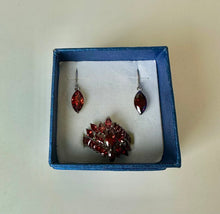 Load image into Gallery viewer, Stainless Steel Simulated Ruby Cocktail Ring w/ Matching Earrings (sz 9)

