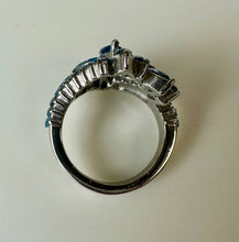 Load image into Gallery viewer, Stainless Steel Blue Topaz Cocktail Ring w/ Matching Earrings (sz 9)

