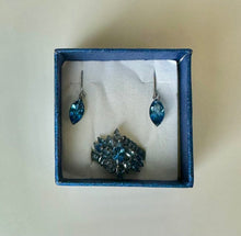 Load image into Gallery viewer, Stainless Steel Blue Topaz Cocktail Ring w/ Matching Earrings (sz 9)
