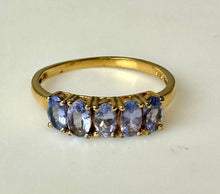 Load image into Gallery viewer, Gold Plated Sterling Tanzanite Ring sz 9
