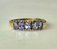 Load image into Gallery viewer, Gold Plated Sterling Tanzanite Ring sz 9
