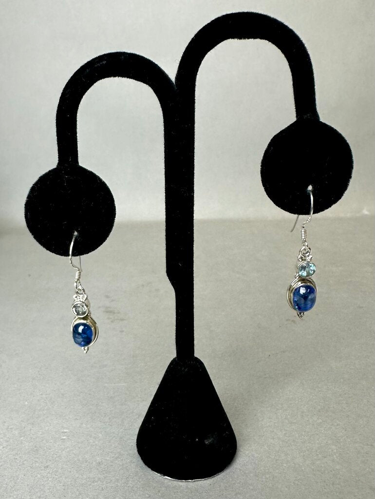 Sterling Blue Topaz Drop Earrings (1.25