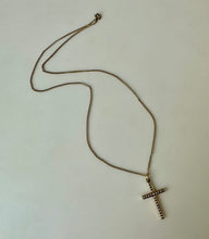 Load image into Gallery viewer, Vintage Gold Filled Seed Pearl Cross Necklace (20&quot;)
