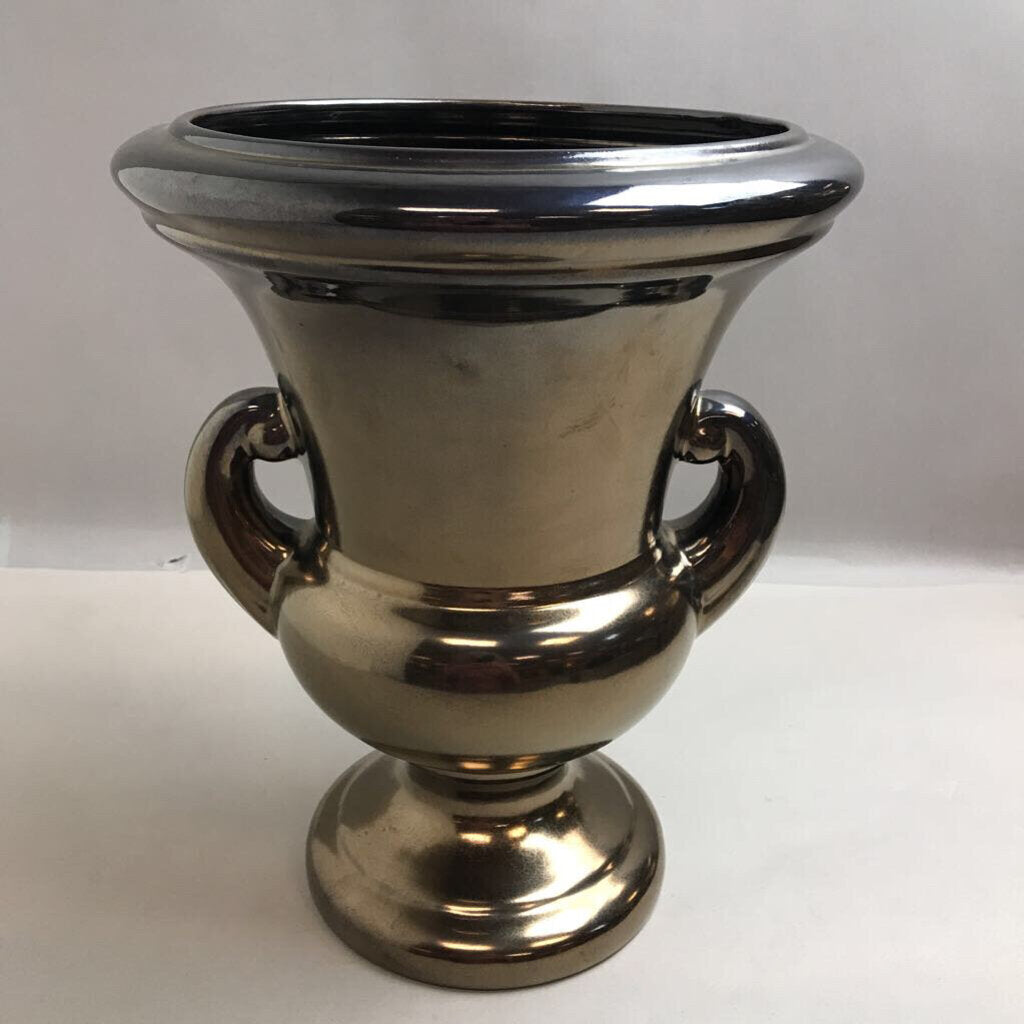Large Dark Brown Urn Vase with Handles (15