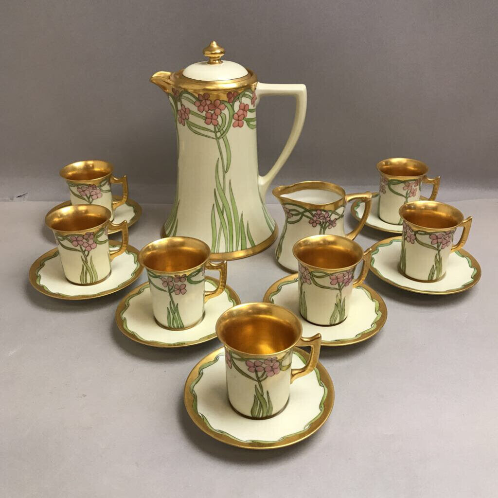 Limoges Chocolate Pot w/ Creamer, Cups & Saucers (9.5