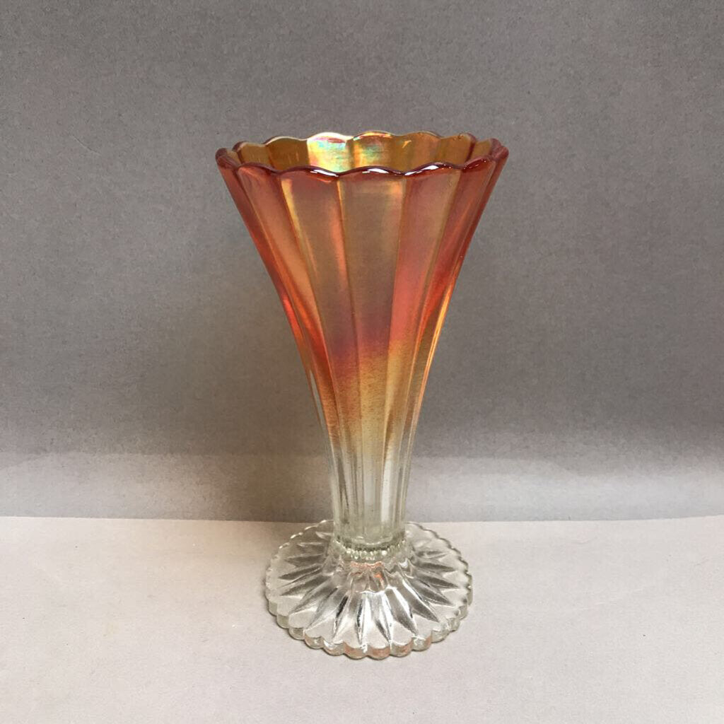 Vintage Imperial Glass Pillar & Flute Vase, Clear/Marigold Gradient (6