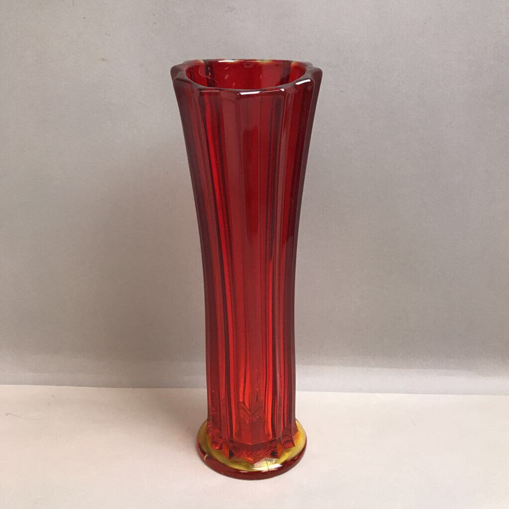 Amberina Ruby Red Glass Vase (LE Smith?) (~13
