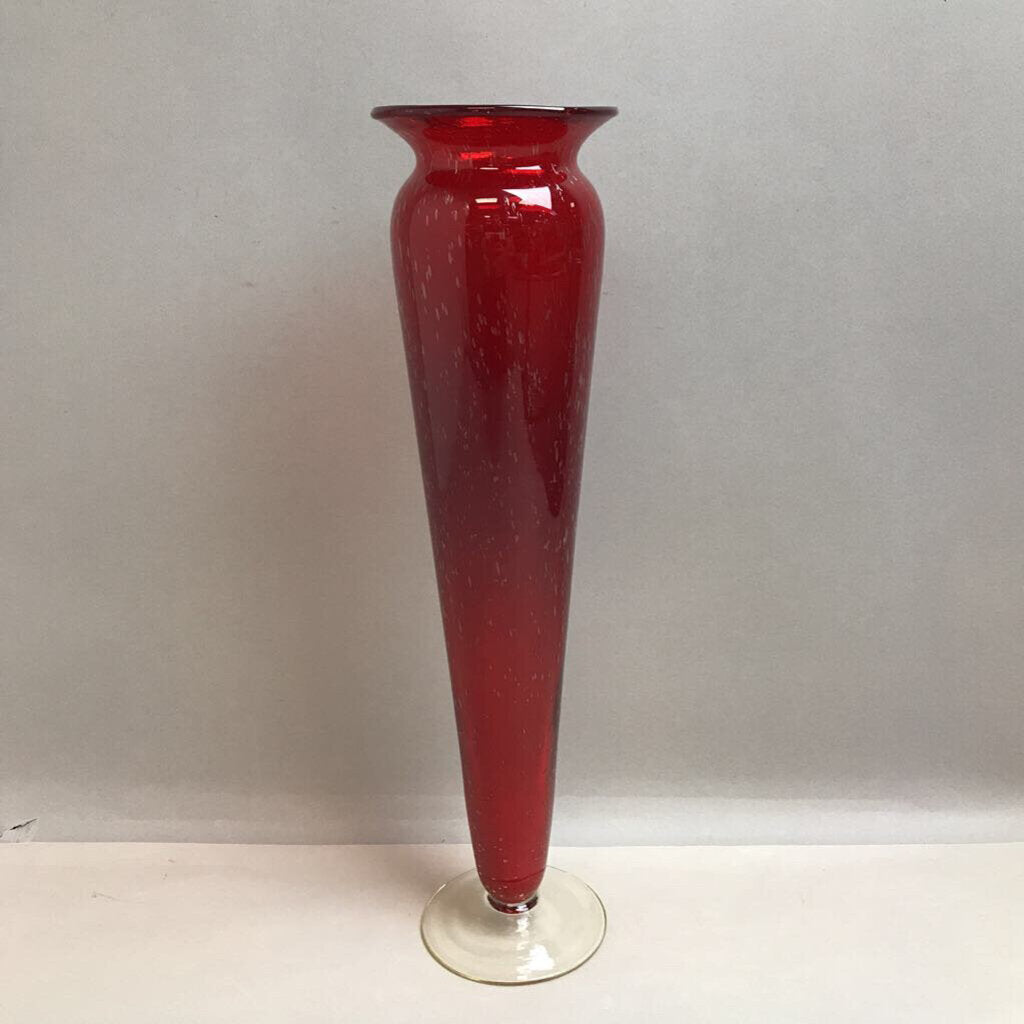 Red Blown Bubble Glass Vase (16