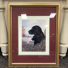 Load image into Gallery viewer, Framed Black Lab Dog &amp; Mallard Ducks Ruane Manning Matted Print (32x26)
