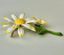 Load image into Gallery viewer, Vintage Enamel Daisies Floral Brooch Pin (3")
