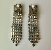 Load image into Gallery viewer, Vintage Clear Rhinestone Waterfall Fringe Clip Earrings (3&quot;)
