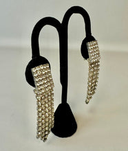 Load image into Gallery viewer, Vintage Clear Rhinestone Waterfall Fringe Clip Earrings (3&quot;)
