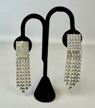 Load image into Gallery viewer, Vintage Clear Rhinestone Waterfall Fringe Clip Earrings (3&quot;)
