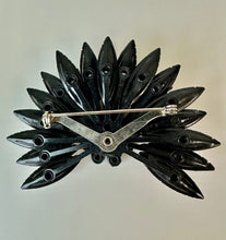Load image into Gallery viewer, Vintage Selro &amp; Selini Black Enamel Pink &amp; Green Rhinestone Brooch Pin (3&quot;)
