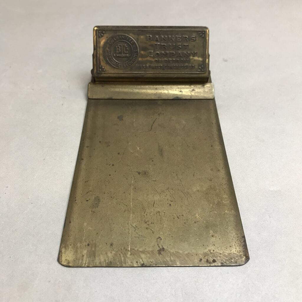 Bankers Trust Company Advertising Metal Paper Clip Board (2x4x6)